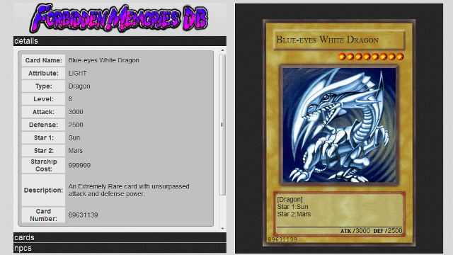 Forbidden Memories Database